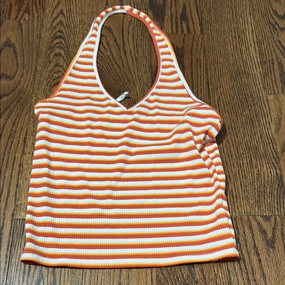 Striped Orange and White Women's Top